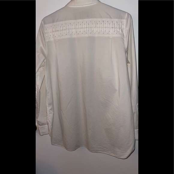 White Long Sleeve Button Down Shirt with Back Detail - Picture 2 of 3